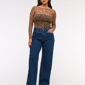 Abercrombie & Fitch High-Rise Wide-Leg Jeans in Dark Blue